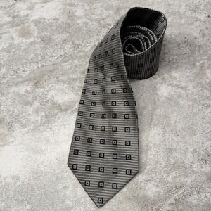 Today's Man Necktie Men One Size Gray Geometric Silk Made in Italy
